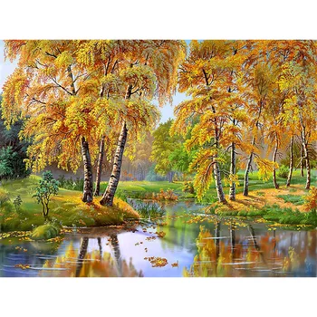 

5D DIY Diamond Embroidery Autumn lake Diamond Painting Cross Stitch full Square Rhinestone Mosaic home decoration gift