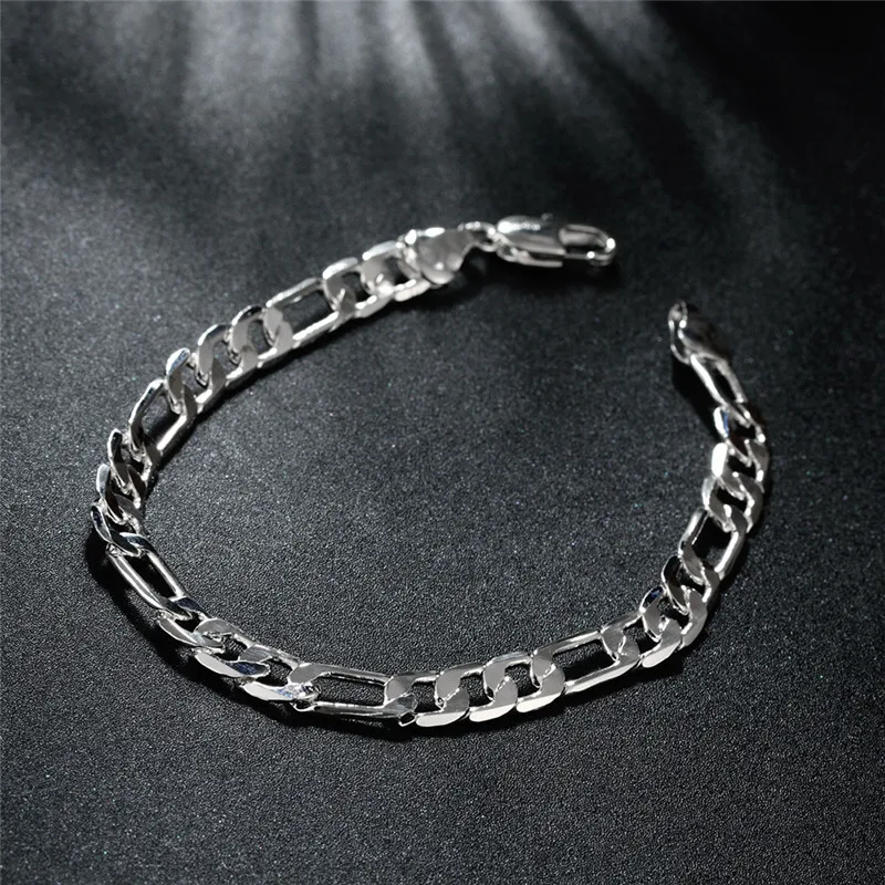 Красивый элегантный свадебный женский мужской серебряный цвет 6 мм браслет-цепочка Высокое качество модные классические ювелирные изделия H219