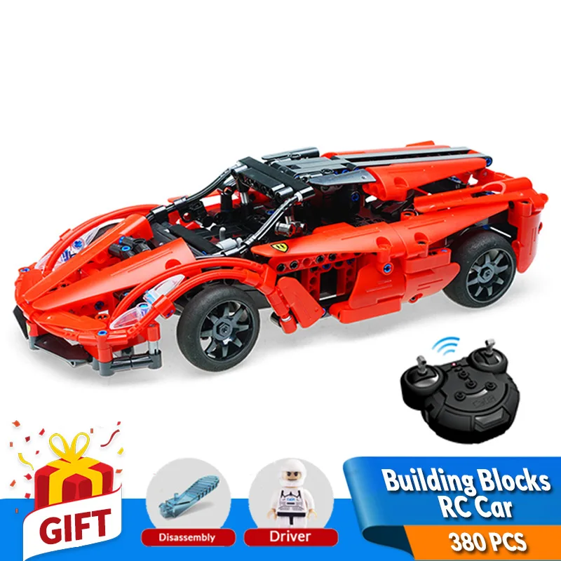 

380pcs 2.4G Remote Control Building Blocks Car Red Ferrar Model Building Kit Bricks Compatible Legoing toys Gift for kids boys