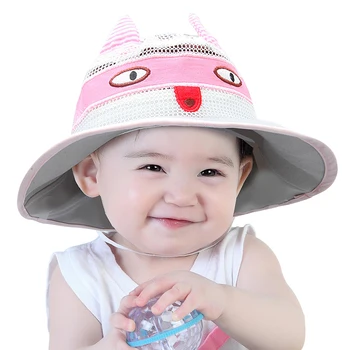 

Cat Baby Sun Bucket Hat with Wide Brim Toddler Boy Girl Summer UV Protection Caps Mesh Breathable Comfortable Chinstrap Stay On