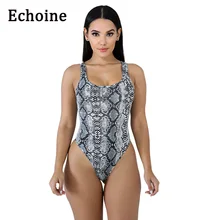 Echoine 2019 moda body skóra węża drukuj bez rękawów casualowe kombinezony Sexy Romper body na lato kobiety kombinezony 4 kolor