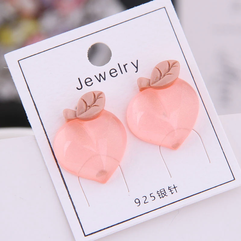 

Bohemian Fashion Peach Earrings For Women Acrylic Wild Summer Girl Stud Transparent Circle Peach Earrings Jewelry New