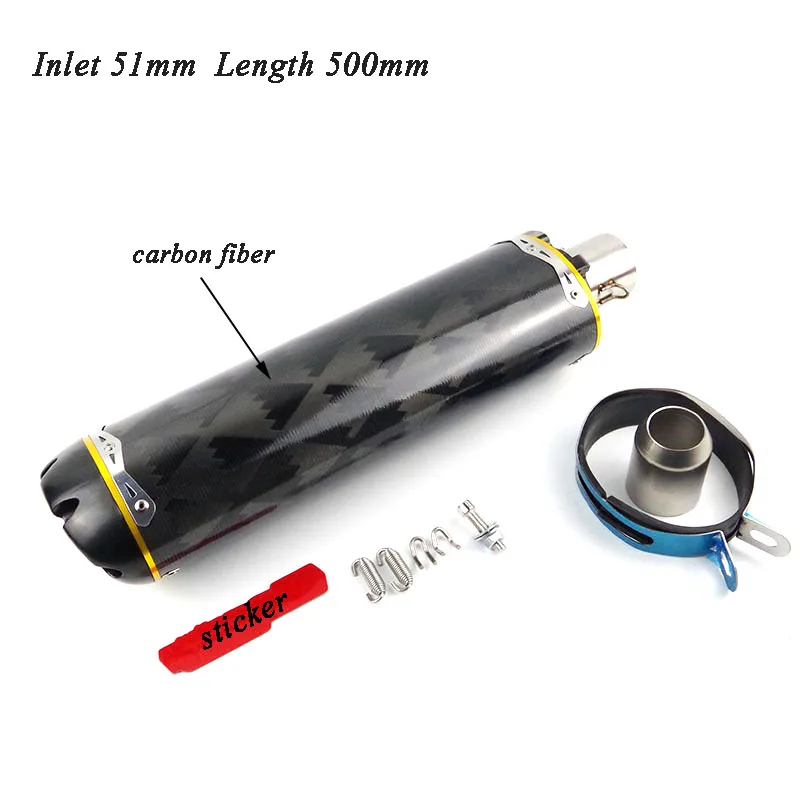 

51mm 500mm 2018 new Modified motorcycle exhaust pipe CNC aluminium alloy carbon fiber CBR R1 R6 ESCAPE moto 51mm exhaust