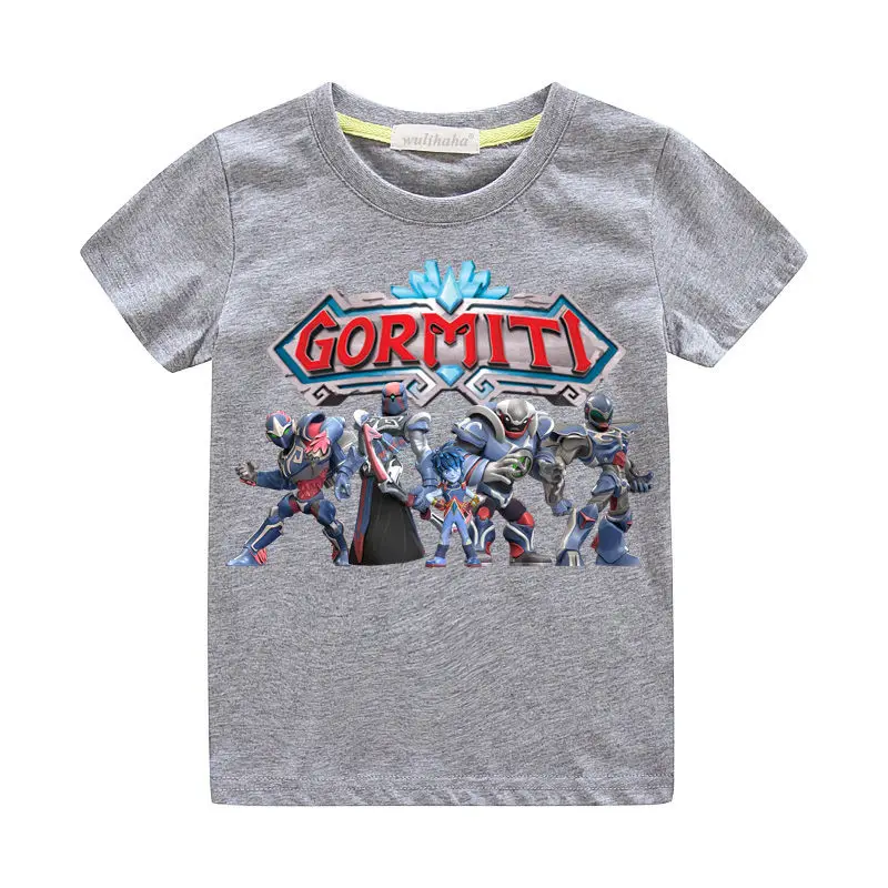 Детские футболки; футболки с принтом «Gormiti Games»; летняя футболка с короткими рукавами для мальчиков и девочек; детская одежда с короткими рукавами; ZA004 - Цвет: Grey T-shirts