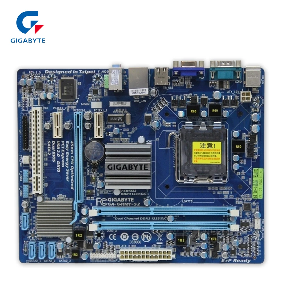 Gigabyte GA-G41MT-S2 Original Used Desktop Motherboard G41MT-S2 G41 LGA 775 DDR3 8G SATA2 USB2.0 Micro-ATX gigabyte ga g41m es2l original desktop motherboard lga 775 ddr2 g41m es2l g41 micro atx board mainboard free shipping