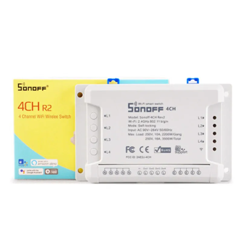Интеллектуальный коммутатор Sonoff 4ch R2 4 канала 433 МГц 2 4G Wi Fi с пультом