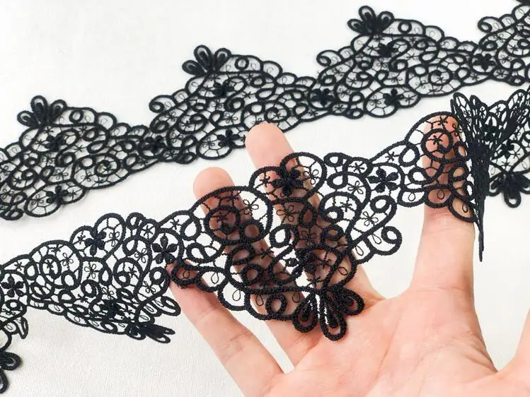 5 Meters/lot 6.7cm Width Free Shipping Delicate Black Lace Trims Lace Applique Sewing Trims