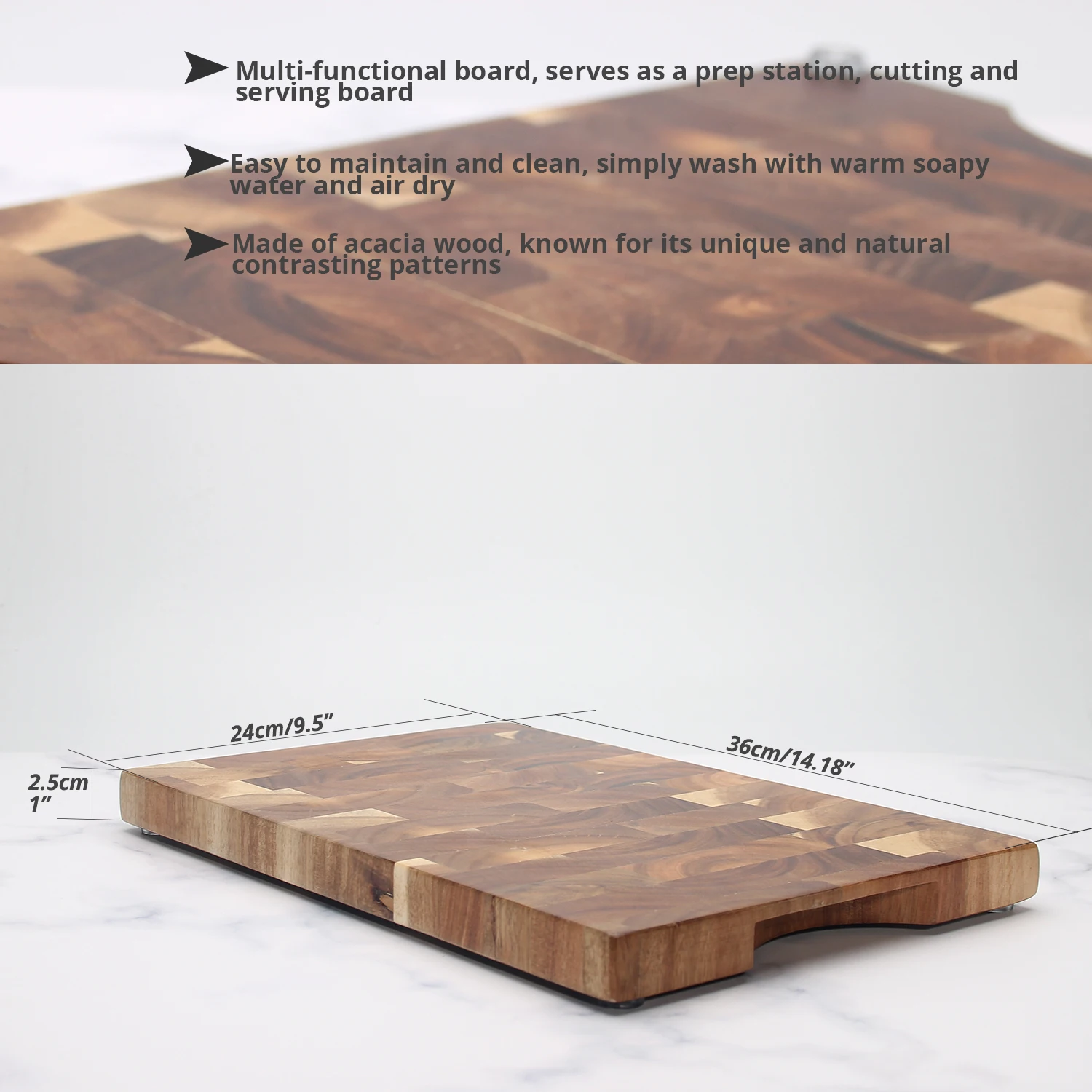 Leeseph End-Grain Utility Board, Acacia Wood Cutting Board- makes food prep enjoyable