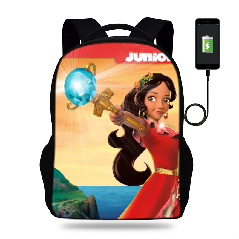 17 дюймов популярности аниме Elena of Avalor печати рюкзак детский школьный USB зарядка