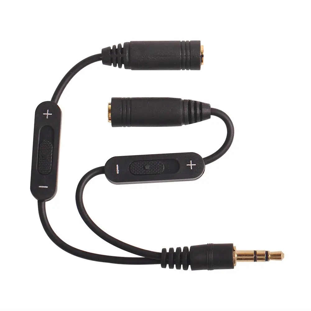 1-2 аудио Y splitter линии Управление громкость голоса 3,5 мм аудио сплиттер кабель для iPhone, iPod, iPad с объем вверх вниз 100 шт./лот