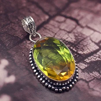 

Solitaire Vintage Sunny Magic Dichroic Glass Silver Color Necklace Pendants AK70