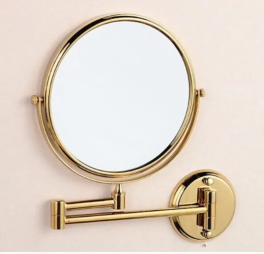 Горячее предложение для ванной комнаты золото Настенный 8 дюймов Латунь 3X/1X зеркало для ванной складное туалетное зеркало косметическое зеркало леди подарок