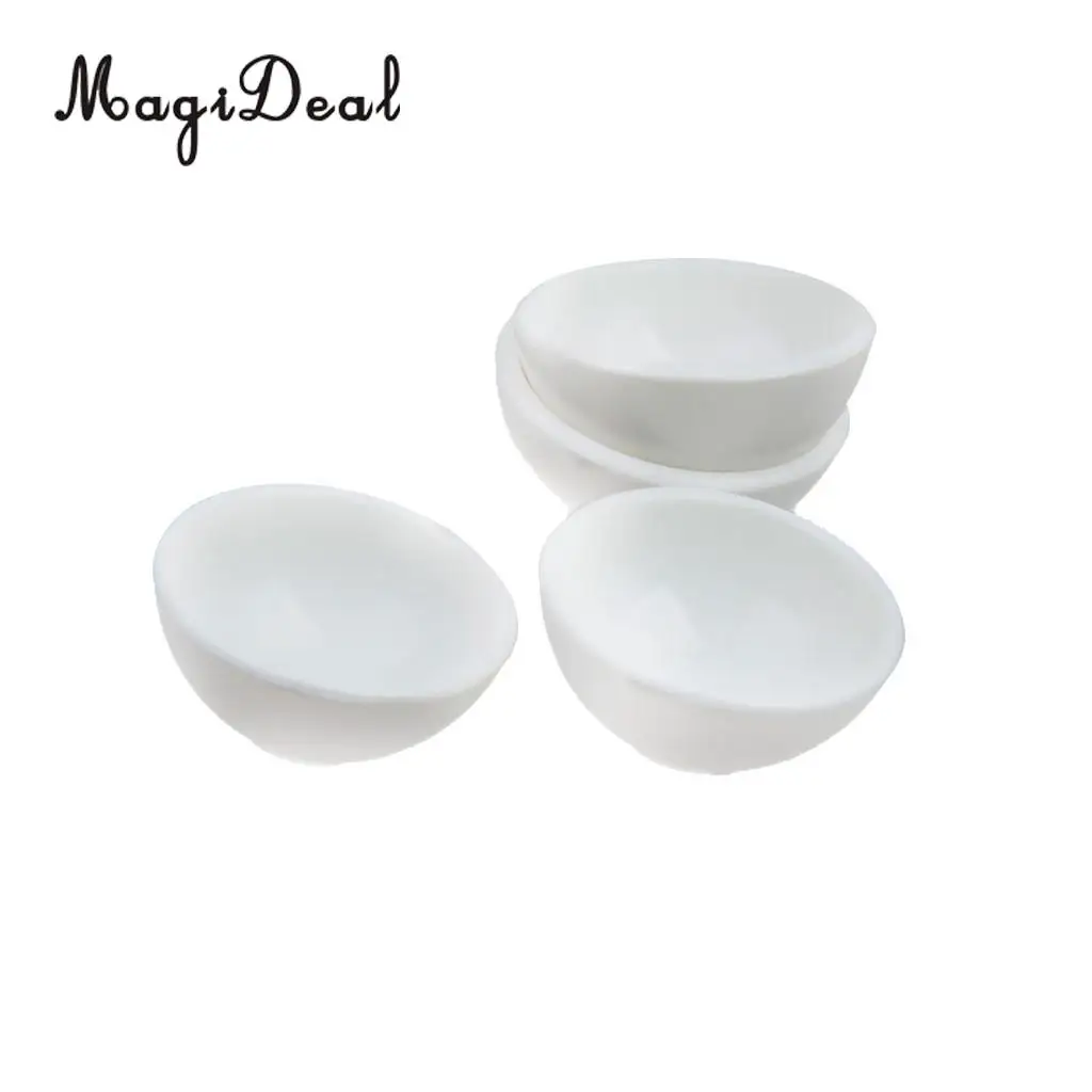 MagiDeal Mini 4Pcs/Lot Dollhouse Miniature White Round Rice Bowls Tableware Kitchenware for Food Rice Child Pretend Play Toys
