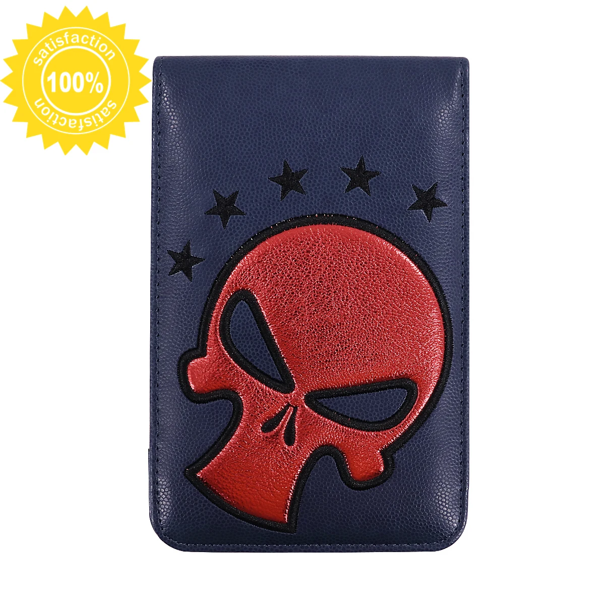 

Golf Scorecard Yardage Book Holder Cover Skull Pattern Five Star High Quality Leather