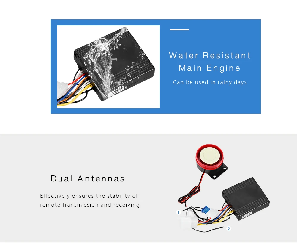 VicTsing Universal Two-way Motorcycle Anti-theft Security Alarm System Vibration Reminding Remote Control Engine Start Speaker   (3)