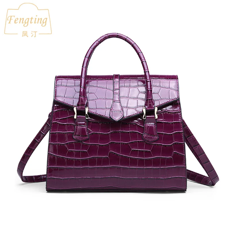 Bolsa de Moda Bolsa com Aba Roxo Listrado Feminino Alta Qualidade Mulher Ombro Bolso Famosa Marca Totes Fengting Ftb040 2019