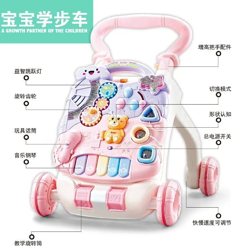 

Baby Walker Cart Anti-rollover Anti-O-legs Early Learning Puzzle Help Children 0-3 Baby Walker