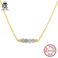 ORSA JEWELS 925 Серебро кулон ожерелье s для женщин натуральный лунный камень бусины золотого цвета Серебряное украшение на шею OSN153