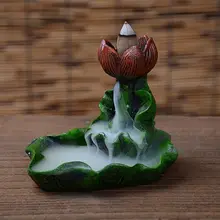 Горелка для благовоний с обратным потоком держатель ароматерапия, орнамент с листком лотоса цветок буддийский декор для домашнего офиса усталость снятие