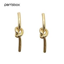 Peri'sBox дизайнерские серьги-гвоздики золотого и серебряного цвета с узлом для женщин, минималистичные витые серьги-гвоздики, массивные серьги