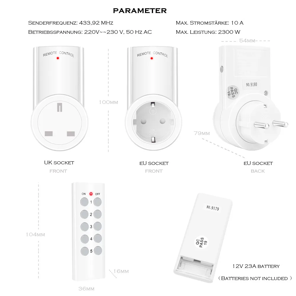 SMATRUL 433 МГц Беспроводная умная розетка с дистанционным управлением, настенный программируемый Электрический штепсельный переключатель для ЕС и Великобритании, 220 В, 230 В, светодиодный светильник