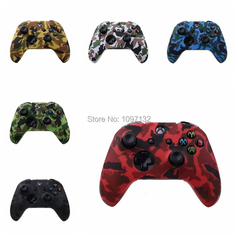 Camouflage Soft Silicone Gel Skin Rubber Case  Gamepad Protective Cover for Xbox One X Slim Controller (6)