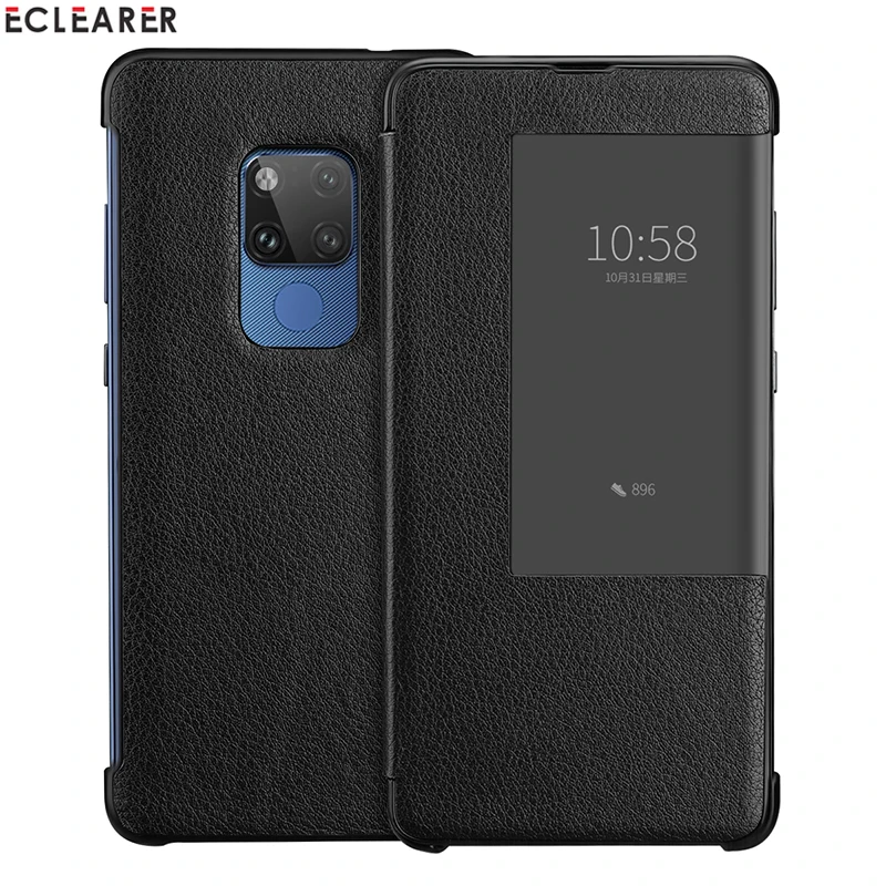 Умный флип чехол для Huawei Mate 20 Pro X 20X роскошный Винтажный из натуральной кожи с