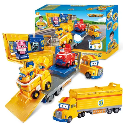 NEW ABS Super Wings Poppa Deluxe Multiple Scene Deformation Rescue Vehicle with Sound Combination Toy for birthday gifts