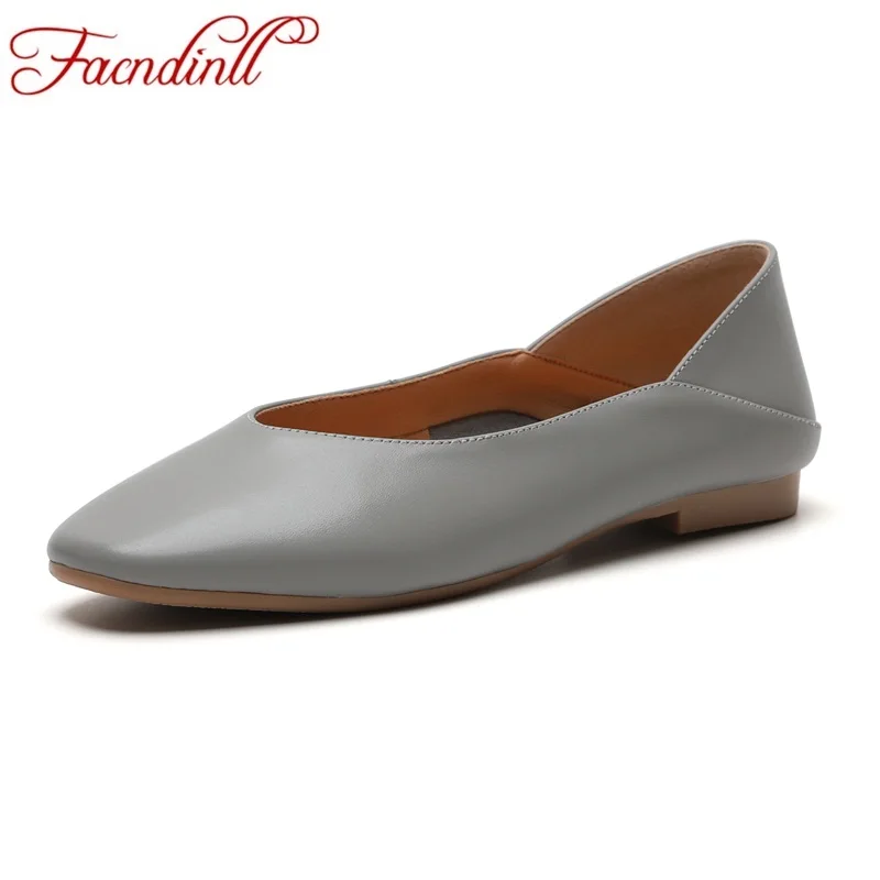 

FACNDINLL new 2019 fashion handmade shoes spring autumn women black casual shoes high quality women flats shoes genuine leather