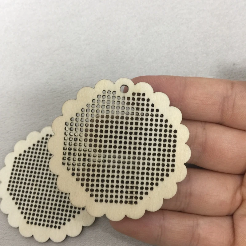 

20pcs Hexagon 55mm Wooden Cross stitch Chips DIY necklace Gift Wooden Chip Pendant Handmade Chip Counted Cross Stitch
