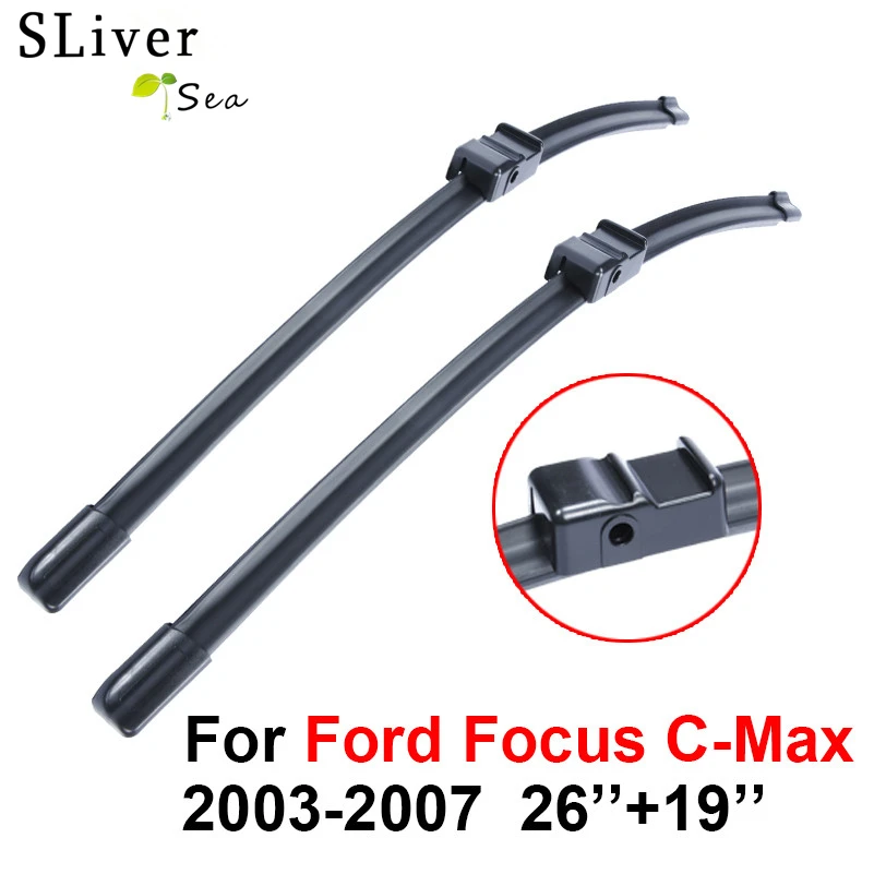 

SLIVERYSEA Wiper Blade For Ford Focus C-Max 2003-2010 26''+19'' High Quality Iso9001 Natural Rubber Clean Front Windshield