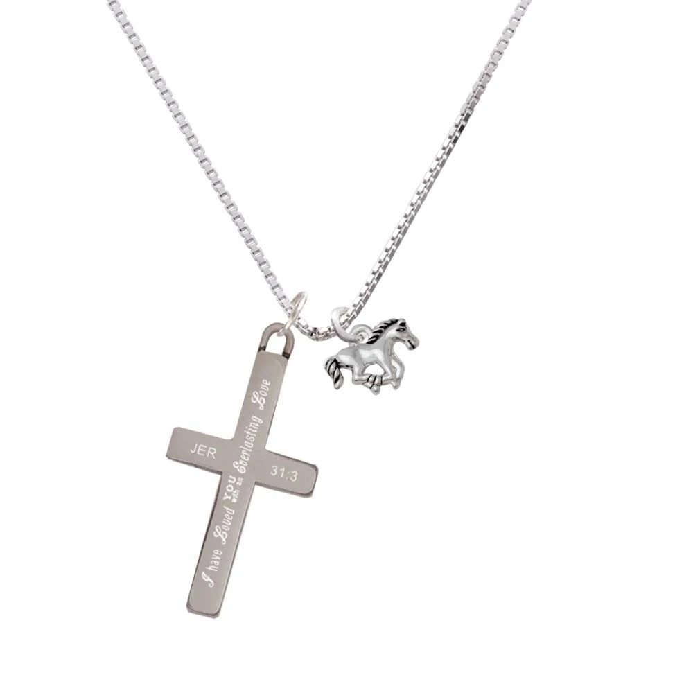 Mini Running Horse - Everlasting Love - Cross Necklace