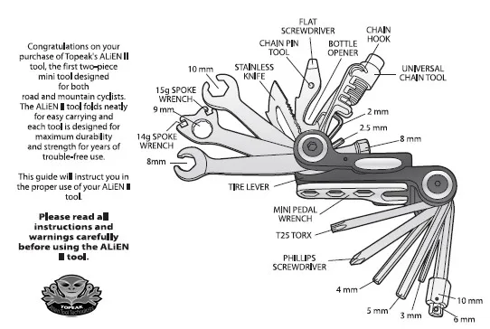 Topeak TT2353 ALiEN II велосипедный многофункциональный набор инструментов для шоссейного велосипеда, гаечный ключ, набор инструментов MTB, велосипедная комбинация, конечный инструмент