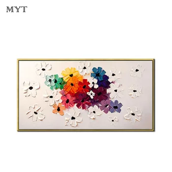 

Christmas gift wall decor abstract color flowers picture for living room handmade oil painting home decor on canvas no framed