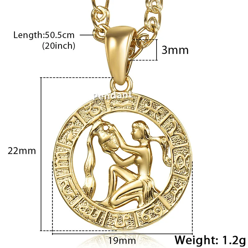 Ожерелье со знаком Зодиака Водолей для женщин и мужчин 585 розовое золото ожерелье с подвеской модное ювелирное изделие Горячие личные подарки на день рождения GP287