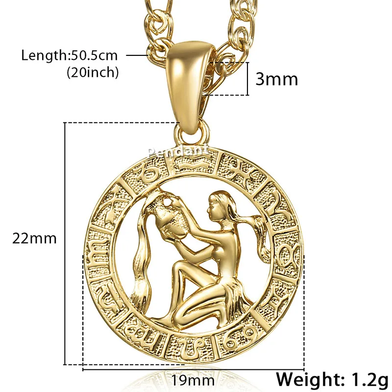 Women Men Aquarius Zodiac Sign Necklace 