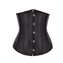 

Solid Black Satin Underbust Corset 26 Spiral Steel Boned Corset Bustier Elegant Corselet Women Hot Selling Waist Trainer Cincher