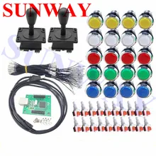 2 игрока Аркады MAME DIY Kit PC 2 in1 к joystck светодиодный Кнопка Интерфейс USB 2 игрока MAME с 12 В хромированная, с подсветкой и пуговицы