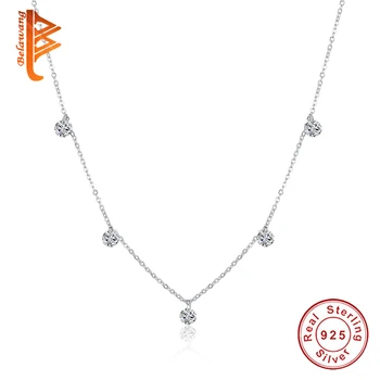 

wholesale 3PCS Luxury 925 Silver Coker Rhinestone Pendant Necklace Round Crystal Women Chain Sterling Silver Jewelry