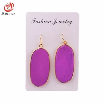 2017 fashion female leaf natural stone rose red agate slice girl exaggerated earrings beautiful female jewelry wholesale