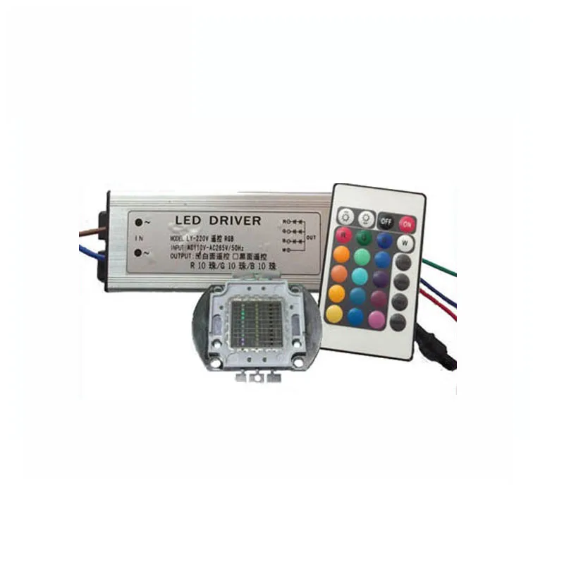 

1X high power integrated RGB LED 10w 30w 50w 60w with driver and IR Remote Controller free shipping