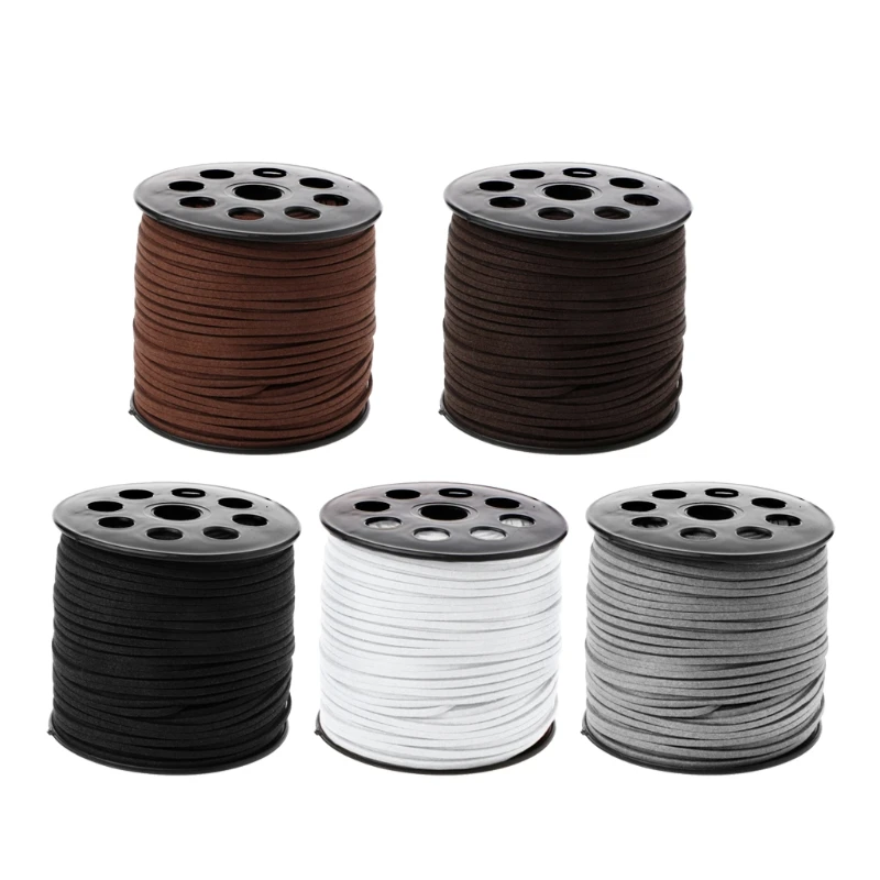 3mm 90M Faux Suede Cord Leather Lace Jewellery Making Beading Flat Thread String