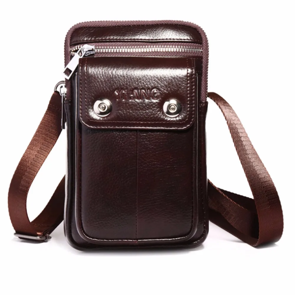 Men's Genuine Leather Cell Mobile Phone Case Messenger Shoulder Cross ...