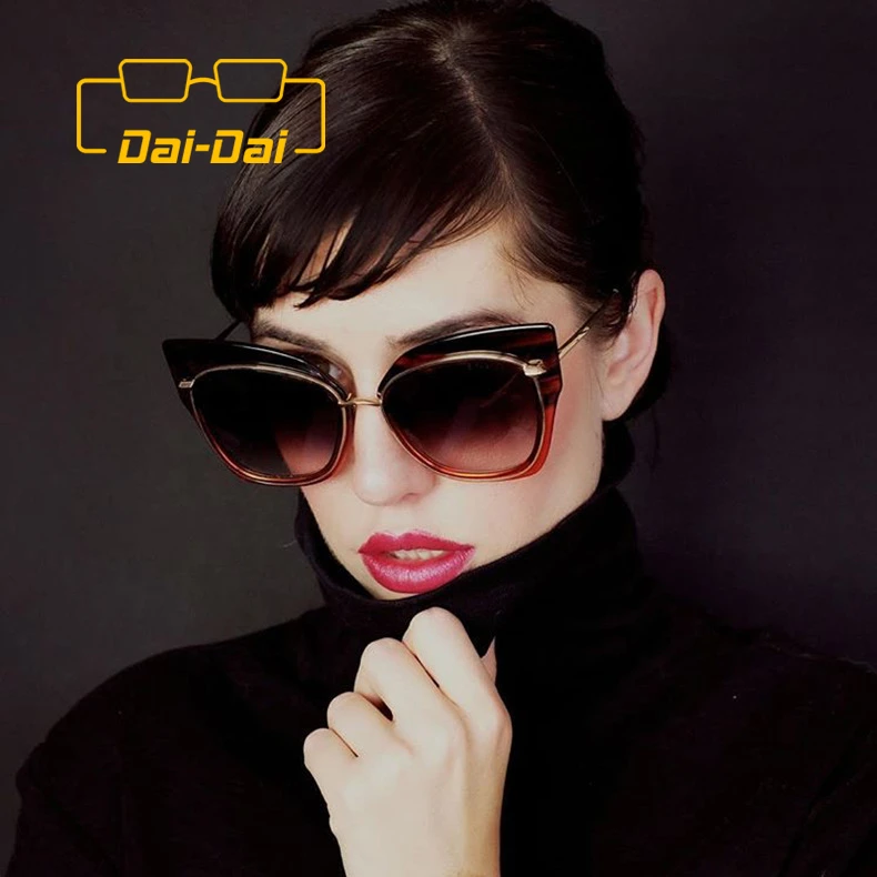 Dai Dai送料無料日本女性の高級サングラス大きな猫目偏光レンズブランドデザイナー原宿イタリア面白いカップルochki Brand Designer Sunglasses Brand Sunglassesdesigner Brand Sunglasses Aliexpress
