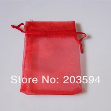 500 шт./лот красного цвета ювелирные изделия Упаковка Drawable органза сумки 7x9 см, свадебный подарок сумки и чехлы