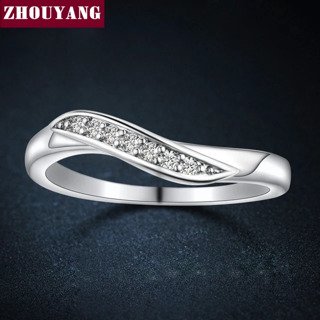 ClassiSimple 7 Stone Silver Color Cubic Zirconia Wedding Engagement Ring For Wom ClassiSimple 7 Stone Silver Color Cubic Zirconia Wedding Engagement Ring For Wom