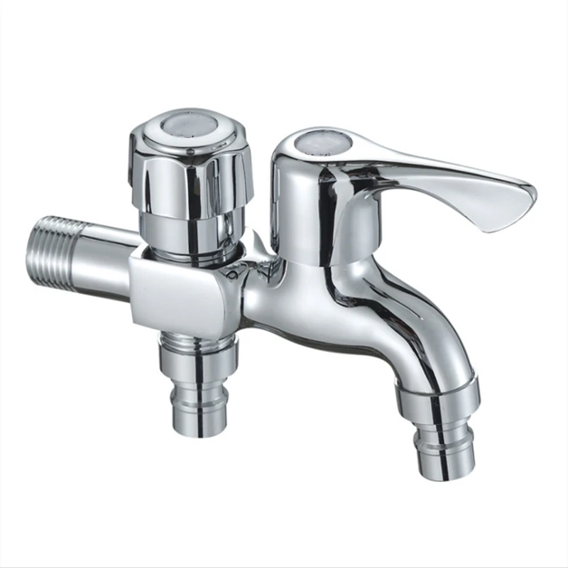 

Chrome Plated Double Water Outlet Garden Washing Machine Faucet Brass Tap Bathroom Bidet Faucet Fast On Faucets