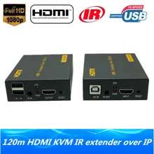 Высокое качество IP-сети HDMI USB клавиатура Мышь KVM Extender 120 м по TCP IP 1080P HDMI KVM ИК Extender через RJ45 Cat5e/6 кабель