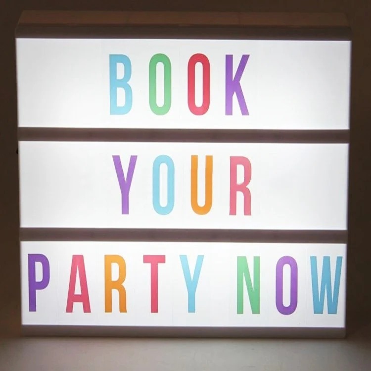 

Decorative Battery Powered LED Cinematic Light Box with 85 Letters Symbols And Numbers For DIY Your Own Fun Messages