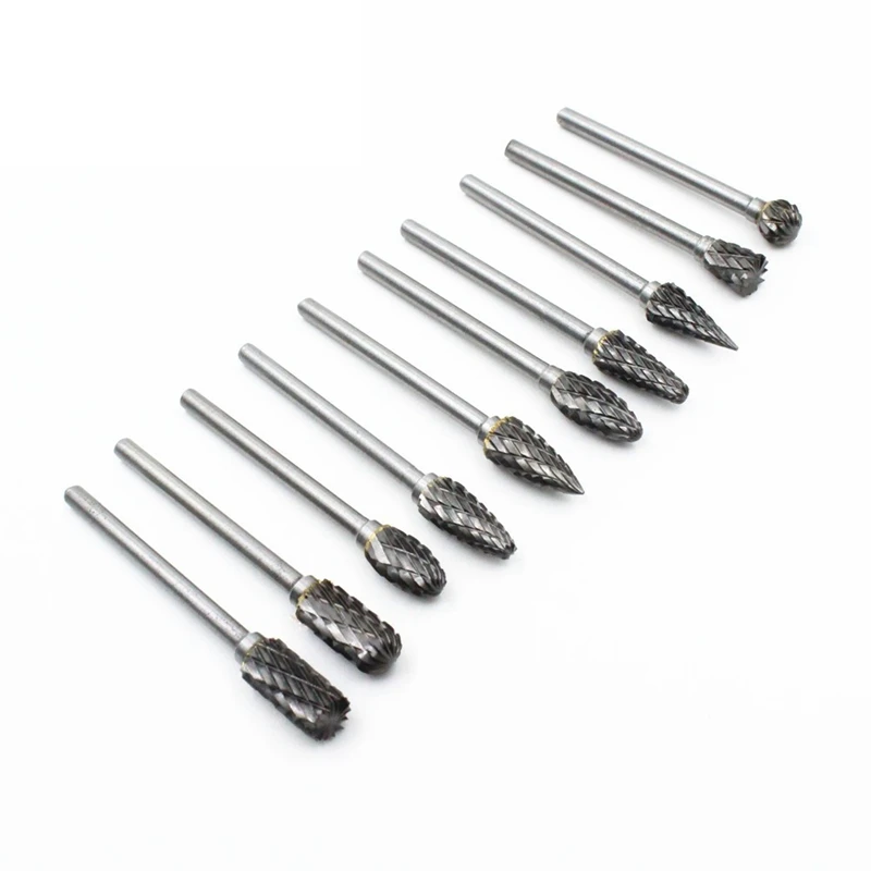 10In1 Type A-N Tungsten Steel 2.35Mm Shank Grinding Drill Tools High Quality Up to 85 Hardness For Dremel Tools